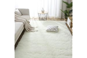 Tinyboy-hbq Dywaniki do sypialni, duże dywany, antypoślizgowy, miękki, puszysty dywan, kudłaty dywan do salonu, do domu, mata podłogowa, dywanik (160 x 200 cm, biały)