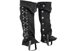 chiwanji Polainas Medievales Cubierta de Bota de gótico Punk Vendaje Botas Funda de Material Cuero de imitación para Festival Cosplay Accesorios de Disfraz , Negro
