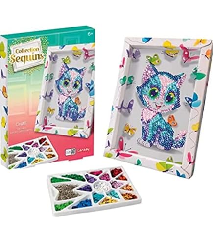 Lansay - COLLECTION SEQUINS : Simba, Le Roi Lion - Activités Manuelles pour Enfants Dès 7 ans - Créez un Tableau Étincelant avec des Sequins - Kit Création Tableau Disney - Loisirs Créatifs