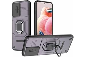 WBWONE Funda para Xiaomi Redmi Note 12 4G, Anti-Rasguño Shock- Absorción PC/TPU Carcasa con Anillo Kickstand y Cubierta Deslizante de la Cámara, Púrpura