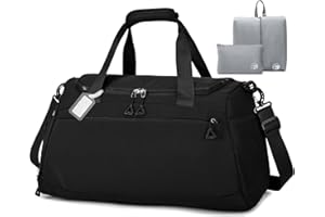 BAGZY Bagage Cabine 55×35×25cm Sac a Voyage Air France KLM Lufthansa Pliable Sac Cabine Avion 55×35×25 Grande Capacité Imperméable Sacs Sport Homme pour Voyage Résistant Weekend Femme Sacs 50L Noir