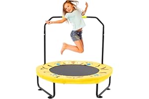 ‎ARKYOMI Trampolin Kinder Indoor Outdoor Ø 101cm Klein Mini Kindertrampolin Klappbar ohne Netz Zuhause Rund Bodentrampolin für Drinnen ab 2 3 4 Jahre