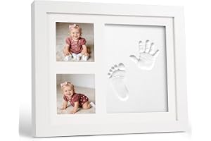 Vicloon Baby fotavtrycksram, baby fotavtryck kit för nyfödd, souvenir fotoram, personlig födelsegåva (tre hål)