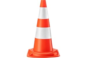 Wiltec Cône de signalisation 50 cm – 500 x 290 x 290 mm – en PVC robuste et durable – avec réflecteurs – Circulation, Chantiers, Travaux