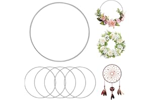 KUNJOCY 5 Pcs Silver Metal Rings for Craft, 10cm Metal Floral Hoops Macrame Hoops for Making Wedding Wreath Decor Dream Catcher and DIY Centerpiece Wall Hanging Craft (15cm)