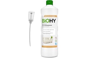 BiOHY Nettoyant premium pour tissus d'ameublement (Bouteille de 1l) + Distributeur | Bio concentré pour meubles rembourrés, canapés, tapis & textiles | détachant désodorisant (Premium Polster)