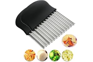 BESSIKON® 2 pezzi coltello a onda per patatine fritte,tagliaverdure a onda,tagliapatate fritte,affettaverdure in acciaio inossidabile,coltello ondulato per verdure,taglia macedonia