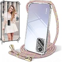 ISOI Handykette Für Xiaomi Redmi Note 11 Pro 5G — Transparente TPU-Hülle Mit Airbag-Schutz & Verstellbarem Band | Rosa