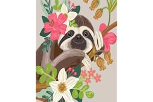 TISHIRON Pintura perezosa por números, pintura al óleo para adultos y niños, decoración de pared con pinceles, sala de estar, decoración de animales lindos 16x20 pulgadas