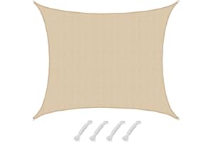 AMANKA 90% UV Schutz: Sonnensegel 6x5 Rechteckig Wasserdurchlässig & Atmungsaktiv Sonnenschutz für Pool, Trampolin, Whirlpool, Sonnendach, Pergola, Carport, Beige
