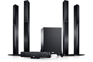 Teufel LT 4-5.1 zestaw kina domowego L – zestaw dźwiękowy kina domowego z subwooferem i kolumną z aluminium, bass reflex, system Hi-Fi Sound - czarny