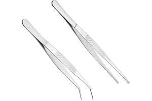 GUANGYUAN Pinzette curve, pinzette smussate, 14 cm, in acciaio inox, antiscivolo, lunghe pinzette dritte, 2 pinzette angolate per animali acquatici, coralli, artigianato, riparazioni di germogli di piante