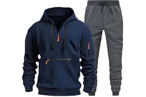 MJGkhiy Tuta Uomo Completa Invernale Felpa Con Zip e Cappuccio Due Pezzi Felpe e Pantaloni Tuta Set Tracksuit Tute da Ginnastica Completo Abbigliamento Sportiva Tuta Felpata Complete Offerte Suit