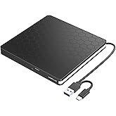 Amicool External DVD Drive, USB 3.0 Type-C CD DVD +/-RW Optical Drive USB C Burner Slim CD/DVD ROM Rewriter Writer Reader Por
