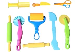 WLVINSON 9-teiliges Knetwerkzeug Set für Knetwerkzeug ab 2 Jahre,Robuste Knete Werkzeuge für Knete Play-Doh Zubehör,Knetzubehör,Knete Spielzeug,Knetpresse & Plastilin Werkzeuge für kreatives Spielen mit Knete