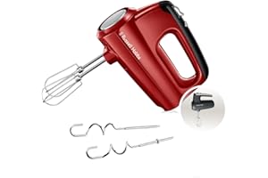‎RUSSELL HOBBS Russell Hobbs mikser ręczny, 5 ustawień prędkości+pulsacyjna, chromowane końcówki, ubijanie i ugniatanie ciasta, możliwość ustawienia na podstawie, moc 350W, czerwony, Desire 24670-56