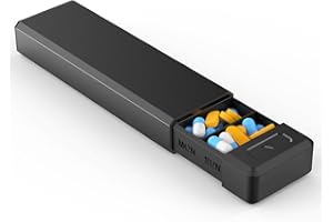HEIYING Pilulier avec Coque en Aluminium d'une Capacité d'une Semaine, Boite Rangement Medicament Portable à 7 Compartiments pour Contenir Vitamines, Médicaments et Suppléments
