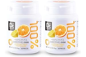 ‎DC24 DAILY CARE DC24 DAILY CARE 100% Xylitol Chewing Gum Fruit, Sugar-Free & Vegan without Titanium Dioxide No Aspartame, 2 x 60 Pieces Tub, BigPack with 120 Chewing Gums