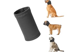 VZUHSW Halswärmer und Ohrenschützer für Hunde - beruhigend, reduziert Lärm, bequem & angstfest, inkl. Ohrenschild - Winterwaschkopf für Hunde in Größe S, Grau.