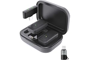 Jubolion Wireless Lavalier Microphone for iPhone/Android Phone/Laptop/PC, Mini Lapel Mic with 50H Battery Life Charging Case, 100FT Range and Noise Reduction, for Video Recording, Streaming, TikTok