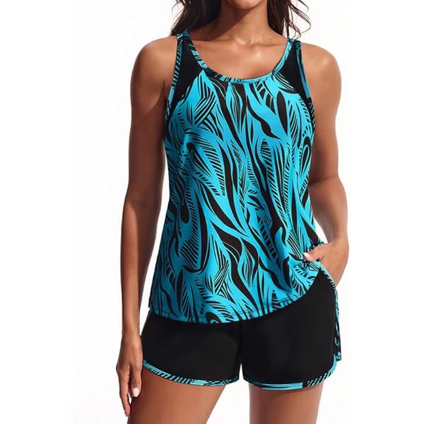 Hanna Nikole Tankini Badmode voor dames, plus size, push-up tankini tweedelige set, buikcontrole, hoge taille, zomerbadpak met zwemshort, L