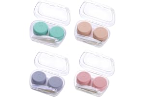 Medo 4 Pack Contact Lens Cases, Contact Lens Container Box Portable Travel Contact Lens Case Left/Right Eyes Contact Lens Holder with Storage Box Tweezers Wearing Stick