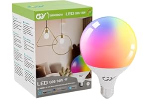 GY Ampoule Connectée WiFi LED E27 G95 14W 1400LM Compatible avec Alexa/Google Home, Intelligente Dimmable Ampoule Multicouleurs RGB + Blanc Chaud/Froid 2700K-6500K, 1 pièce [Classe énergétique F]