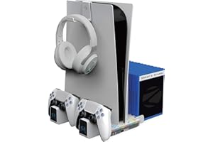 ZEBRONICS PS5SC,Vertical PS5 Docking Station, 5000RPM 3 Level Fan, 2X Dual Sense 3H Rapid Charging Dock, Headset Hanger, 14x Disk Holder, RGB, Supports PS5 Standard | Slim | Pro (Disk & Digital)