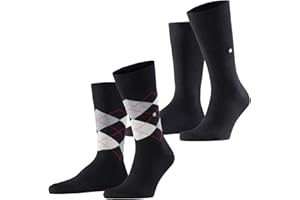 Burlington homme Everyday Mix 2-Pack chaussettes respirantes coton renforcées résistantes douces mix unies motif fantaisie argyle pour vie quotidienne et travail multipack lot de 2 paires
