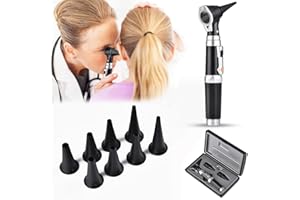 Ninyoon Mini kit di otoscopi auricolari - Cannocchiale con LED, ingrandimento 3X, 8 tappi e 1 custodia - Materiale medico tascabile per infermieri, bambini, adulti, animali domestici