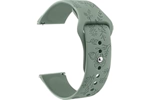 ZGCE Floral Gravierte Armband 20mm 22mm Uhrenarmbänder, Wasserdichtes Silikon Armbänder, Mit Schnellverschluss Verstellbares Ersatzarmband für Herren Damen (22mm, Olivgrün)