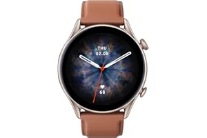 Amazfit GTR 3 Pro, 46 mm, Montre Connectée Homme, GPS, SpO2/Cardiofréquencemètre/Moniteur de Sommeil, 150+ Modes Sportifs, Appels Bluetooth, Alexa, AMOLED Smartwatch Sport(Brun)