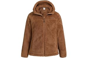 Pioneer Camp Polaire Femme Chaude avec Capuche Zippée Vestes de Randonnée Moelleux Confortable Teddy Veste Noire Sherpa Manteau pour Maison Randonnée Escalade