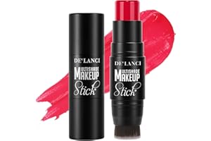 DE'LANCI Bâton de Fard à Joues Crème Avec Pinceau,Lèvres et Fards à Paupières, Imperméable, Lisse, Hydratant, Formule Crémeuse, Cream Rouge Stylo De Maquillage Avec Pinceau Tout - en - un (Hickey)