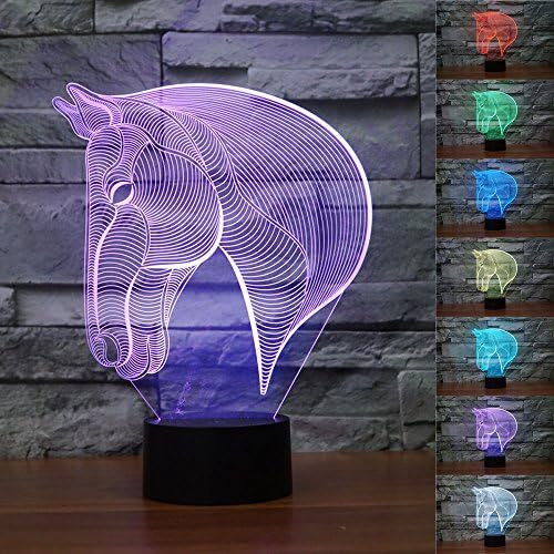 Ruumika 3D Animal Luces Navidad Horse Night Light 7 Color Change LED Table Lamp Toy Gift