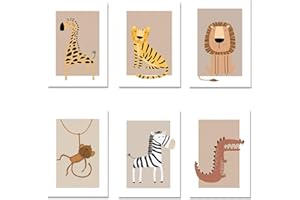 GOBFAR Set de Cuadros Infantiles para habitación bebé, Set de 6 Pósters Habitación Infantil, Decorativas Infantiles para Cuadros Habitacion Bebe, Poster para decoración Pared Dormitorio (13X18CM Sin Marco)