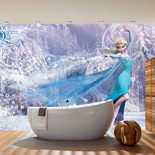 Vlies Fototapete PREMIUM PLUS Wand Foto Tapete Wand Bild Vliestapete – Eiskönigin Elsa Anna Vektorgrafik Disney Mädchen Kindertapete – no. 2766, Größe: 416 x 254cm Vlies - 7