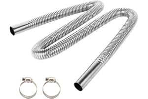 BEENLE-ICEY 200cm Tuyau d'Echappement de Voiture Tuyau d'Echappement du Rechauffeur Inoxydable 25mm Résistant à la Corrosion Tuyau d'Event de Gaz Silence de Tuyau Portable pour Chauffage Diesel Longueur (200cm)