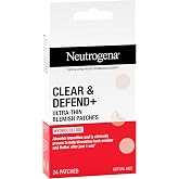 Neutrogena Clear &amp; Defend+ Ultra İnce Sivilce Bantları, 24 Adet | Hidrokolloid Sivilce Bantları, 12 Saate Kadar Etkili Koruma