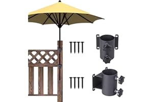 VANROUG Strapazierfähiger Terrassenschirmhalter, Terrassen-Schirmständer, Schirmklemmenhalterung für Deckgeländer, Montage an Deck, Zäunen, Balkon oder Innenhof usw. (2)