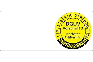 ‎FAST-LABEL Kabelprüfplaketten DGUV Vorschrift 3 Nächster Prüftermin 70 x 30 mm, 100 Stück, Prüfplaketten für Kabel DGUV V3 (Gelb)