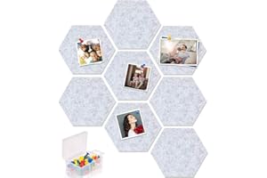 Yoillione Tableau Liege Mural Auto-Adhésif Panneau Liege en Feutre Hexagonal Tableau d'Affichage Gris, Décoration Murale de Babillards avec 20 Punaises pour la Maison et le Bureau