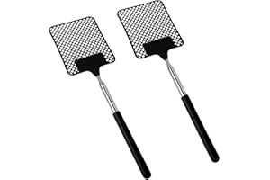 YCICHE 2 Stück Fliegenklatsche Ausziehbar, Fliegenklatsche Stabil, Edelstahl Metall Fly Swatter, Quadrat Fliegenklatschen, für Verwendet, Um Fliegen, Wespen, Mücken Und Andere Insekten Abzuwehren