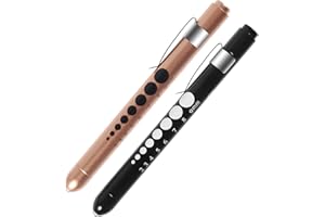 AOICRIE Medical Diagnostic Penlight, Pupillenlicht Mini Wiederverwendbare LED-Stiftlampe Taschenlampe, Taschenlampe Arzt Krankenschwester Notfallstift Licht mit Gravurlehre und Linea (Schwarz+Gold)