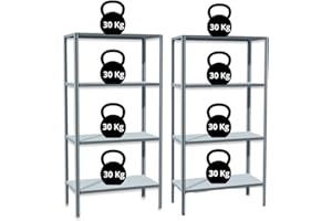 OWIJI Scaffale Metallo 4 Ripiani Lamiera Zincata Due Unità Dimensioni 70 x 26 x 127 cm Garage Dispensa Officina