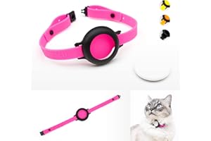 LucyBalu® Katzenhalsband für AirTag | Premium Halsband für AirTag - sicher, leicht, bequem | inklusive Ersatzband | Katzen Tracker | Apple AirTag kompatibel | Silikonband Neon Pink