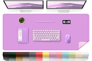 BLESWIN Antypoślizgowa duża podkładka na biurko, dwustronna skórzana mata z zamszem, wodoodporna, duża podkładka na biurko komputerowe, pod mysz, do pisania, malowania (fioletowa, 120 x 60 cm)