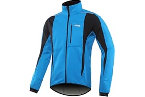 ARSUXEO Cycling Jacket Mens Waterproof Windproof Softshell Winter Thermal Breathable Bike Outerwear 15K