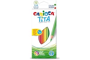 CARIOCA TITA, Matite Colorate, Set di Matite in Resina Esagonali, Pastelli per Bambini e Adulti, Ideali per Disegnare e Colorare, Scrittura Morbida, Colori Assortiti, 12 Pezzi