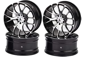 KEEDA Jantes en alliage d'aluminium de 52 mm pour voiture de course RC 1:10 - Pièces de mise à niveau (noir)